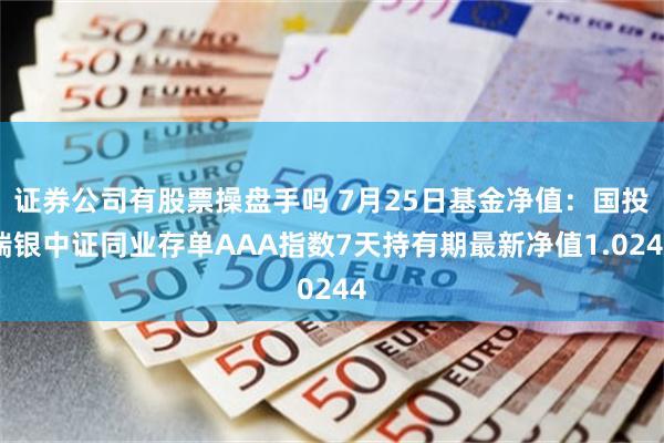 证券公司有股票操盘手吗 7月25日基金净值：国投瑞银中证同业存单AAA指数7天持有期最新净值1.0244