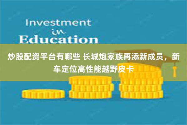 炒股配资平台有哪些 长城炮家族再添新成员，新车定位高性能越野皮卡